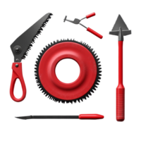 A collection of essential tools and a saw blade organized for woodworking and DIY projects on a clean surface, Saw blade with work tools isolated png