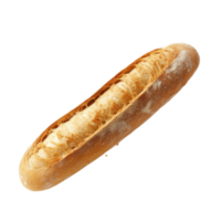 A fresh baguette floating above a transparent background with crumbs drifting down in the air, Fresh Baguette with Crumbs Drifting Down transparent background png