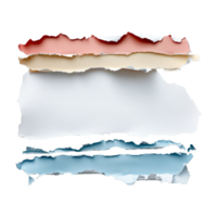 Torn striped paper sheet layered on a transparent background showcasing soft pastel colors and unique textures, Torn striped paper sheet on transparent backgroundfile png