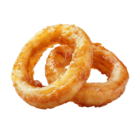 Crispy fried onion rings on a transparent background ready to be enjoyed as a delicious snack or appetizer, Fried Onion Rings isolated on transparent background png