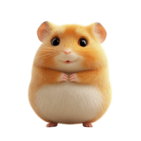 Kawaii hamster standing on transparent background looking adorable and inviting with tiny paws clasped together, kawai hamster 3d isolated on transparent background png