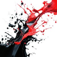 Vivid dynamic splashes of black and red paint creating abstract art on a transparent background, Dynamic Black and Red Paint Splashes on transparent background png