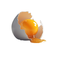 A cracked egg shell releasing bright yolk and transparent onto a smooth surface in a welllit kitchen, Egg yolk and transparent dropping out of cracked shell png