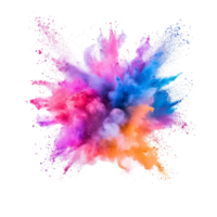A vibrant explosion of colorful powder on a transparent background creating a vivid, artistic display of hues in midair, colorful powder explosion isolated on transparent background png