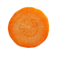 Freshly sliced carrot on a clean transparent background showcasing its vibrant color and texture, Carrot slice top view isolated on transparent background png