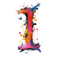 Creative representation of the consonant letter I made with vibrant colors on a transparent background showcasing artistic expression, consonant letter a is used to make words on transparent png
