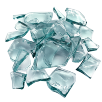 Broken glass pieces scattered on a transparent surface with a transparent hue creating an artistic display, broken glass pieces isolated on transparent background png