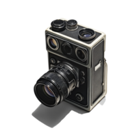 Professional film camera showcasing its isolated design against a minimalist background with stark lighting, professional film camera, file of isolated object with shadow on transparent background png