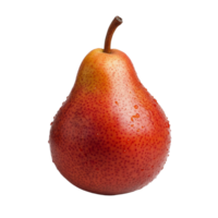 Fresh red pear resting on a simple transparent background showcasing its vibrant color and texture, red pear on transparent background png