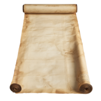 Vintage parchment paper scroll laying flat, showcasing aged texture and intricate details, Vintage old parchment paper scroll full sheet transparent background. Parchment paper scroll transparent png