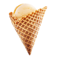 Empty waffle cone isolated on a light background showcasing its crisp texture and unique shape for culinary creativity, different angle of empty waffle ice cream cone isolated on transparent png