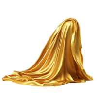 Golden fabric flows gracefully against a transparent background, highlighting its texture and rich color, Golden Fabric Draping On transparent background png