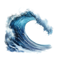 Majestic ocean wave with curling crest on a pure Transparent background showcasing dynamic motion, Ocean Wave with Curling Crest, isolated on background png