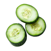 Freshly sliced cucumbers isolated on a clean Transparent background showcasing their vibrant green color and texture, Sliced cucumber isolated on background png