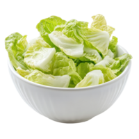 Fresh frillies iceberg lettuce in a white bowl ready to enhance salads and dishes with crisp texture, Frillies iceberg lettuce in wood bowl isolated on white background png