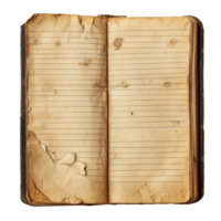 Vintage notebook with aged pages and simple lines isolated on a Transparent background for creative use, old vintage notebook with lines, isolated isolated on background png