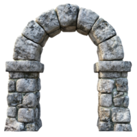 Stone arch structure isolated on Transparent background showcasing ancient architectural design and craftsmanship, Stone Arch Isolated on background Ancient Architecture Element, background png