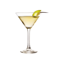 Classic martini served in a stylish glass with a lime garnish on a Transparent background, martini on a isolated on background file, background png