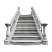 Elegant stone staircase designed with intricate railings, showcasing classic architecture against a white backdrop, Elegant stone staircase isolated on white background png