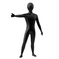 minimalist black figure pointing with thumb up in isolated background, pointing black man minimalist simple 3d isolated on Transparent background png