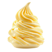 Yellow whipped cream swirled into a decorative peak on a Transparent background, whipped cream isolated on background png