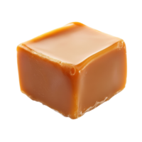 Delicious caramel square isolated on a white background highlighting its rich texture and color, Caramel isolated on white background png