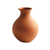 Ceramic clay vase in terracotta color showcasing minimalist design with smooth curves, Ceramic, clay vase in terracotta coloursisolated on white background V1 png