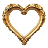 Elegant heart shaped frame with intricate details on a clean white background, heart shape frame with White background png