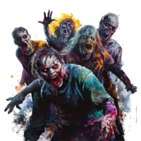 Isolated group of spooky zombie characters with eerie expressions on a Transparent background, Isolated Zombies Spooky Characters on background Horror concept, background png