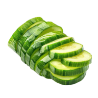 Freshly sliced cucumber arranged neatly on a clean Transparent background, Sliced cucumber isolated on background png