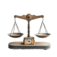 Vintage scale with a pair of weighing pans on a simple Transparent background showcasing classic design, scale with a pair scales on it, background png