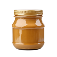 Jar of creamy peanut butter in a glass container on a Transparent background, Jar peanut butter isolated on background png