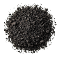 Black soil granules isolated on a white background showcasing texture and color in detail, Black soil cut out isolated on white background png