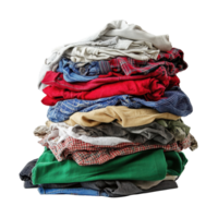 Pile of assorted dirty clothes in various colors stacked on a Transparent background, Pile of dirty clothes isolated on background png
