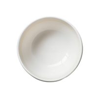 Top view of a white bowl on a clean white surface ideal for serving or displaying food, top view white bowl isolated on Transparent background png