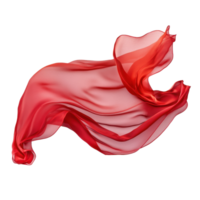 Red silk cloth gracefully flowing against a white backdrop showcasing elegance and movement, Red Silk Cloth in Motion On Transparent background png