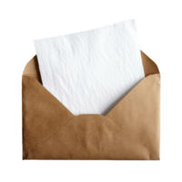 Padded envelope with white paper resting on marble surface with flowers in the background, Padded Envelope with White Paper png