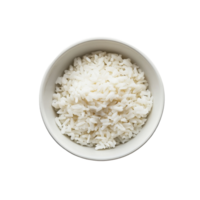 White rice in a simple bowl against a clean Transparent background highlights simplicity and freshness, Rice in white bowl on background png