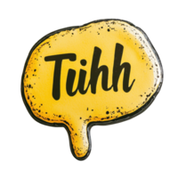 Bright yellow speech bubble with the word think in bold black letters on a Transparent background, yellow speech bubble with the word think in it background png