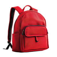 Red backpack designed for school use sitting alone against a Transparent background, red backpack for school on isolated isolated on background png