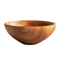 Unique handcrafted wooden bowl isolated on a Transparent background, showcasing intricate grain patterns and smooth finish, wood bowl isolated on background png
