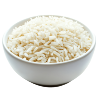 Fresh white rice in a bowl isolated on a clean background ready for cooking or serving, rice in a white bowl isolated on Transparent background png