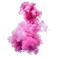 Colorful pink smoke explosion creating vibrant clouds of color in artistic display, Colorful pink smoke paint explosion, color fume powder splash on Transparent background png