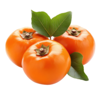 Fresh persimmons displayed on a Transparent background, showcasing natures vibrant colors and textures, Rpe persimmons isolated on background png