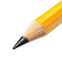 Closeup view of a yellow pencil tip highlighting fine writing and drawing details, Closeup EE pencil used for writing and drawing isolated on Transparent background png