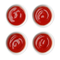 Ketchup bowls displayed in a grid pattern on a Transparent background from a top view perspective, top view wood bowlisolated on background png
