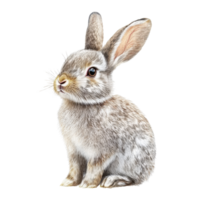 Cute rabbit print with detailed fur on isolated Transparent background showcasing its adorable features, rabbit print, isolated, background png
