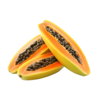 Fresh papaya fruit halves showcasing vibrant orange flesh and black seeds on a Transparent background, Papaya fruit isolated on background png
