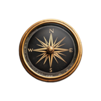 Navigational compass on a Transparent background highlighting classic design and functionality, navigation compass object isolated on background png
