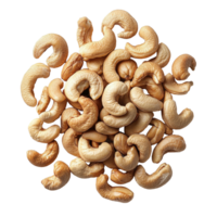 Cashew nuts heap isolated on white background showcasing their natural texture and shape for culinary use, Cashew nuts isolated on white background png